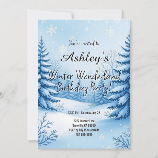 Invitation Winter Wonderland Fête d'anniversaire (Devant)