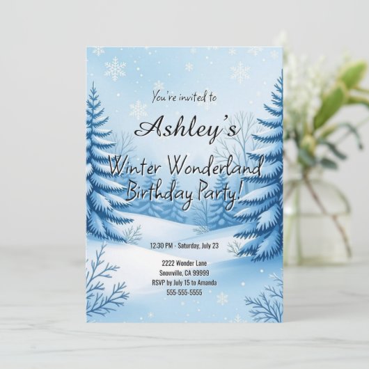 Invitation Winter Wonderland Fête d'anniversaire (Debout devant)