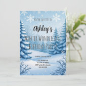 Invitation Winter Wonderland Fête d'anniversaire (Debout devant)