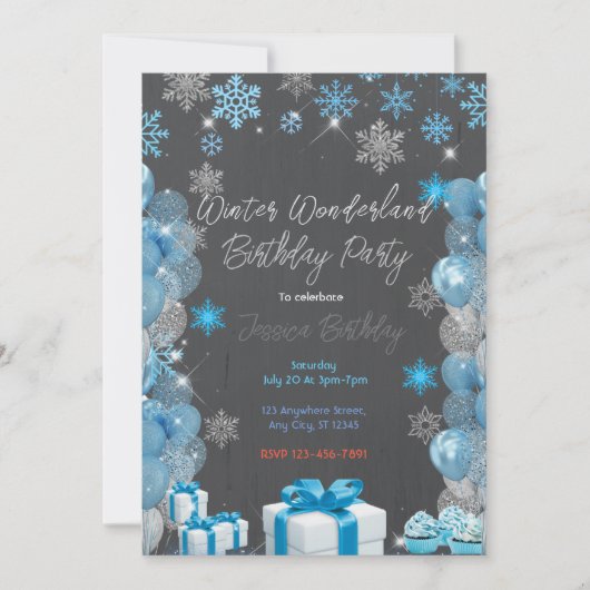 Invitation Winter Wonderland Fête d'anniversaire (Devant)