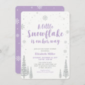 Invitation Winter Wonderland, Fille Baby shower (Devant / Derrière)