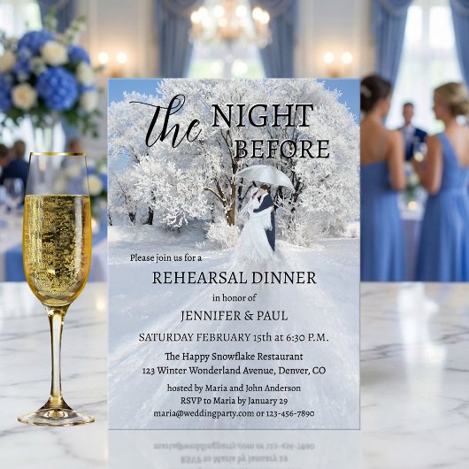 Invitation Winter Wonderland Fine Art Rehearsal Dinner