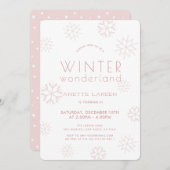 Invitation Winter Wonderland Flamme de neige Fille rose Anniv (Devant / Derrière)