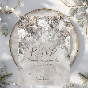 Invitation Winter Wonderland Flowers Forêt RSVP