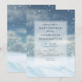 Invitation Winter Wonderland Forest Baby shower (Devant / Derrière)