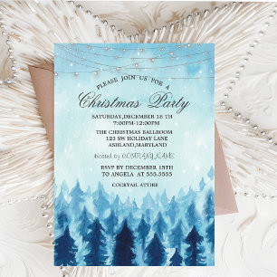 Invitation Winter Wonderland Forest Blue Christmas Party