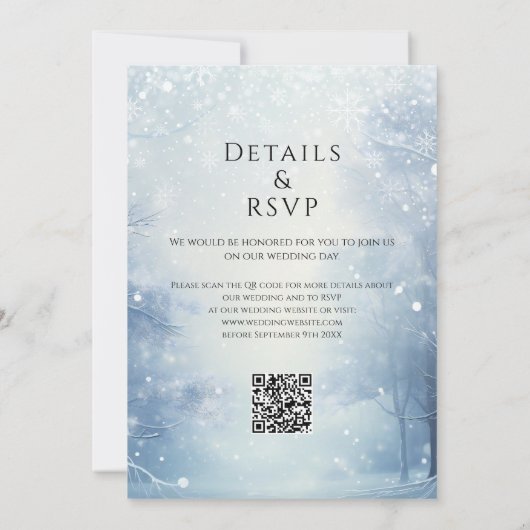 Invitation Winter Wonderland Forest Code QR Mariage (Dos)