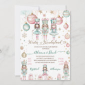 Invitation Winter Wonderland Girl Baby shower rose (Devant)