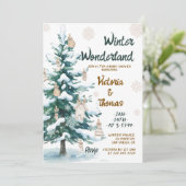 Invitation Winter Wonderland Green Neutral Baby Shower (Debout devant)