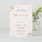 Invitation Winter Wonderland Ice Neige Princesse Fille Annive (Debout devant)