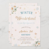 Invitation Winter Wonderland Ice Neige Princesse Fille Annive (Devant / Derrière)