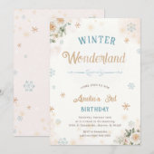 Invitation Winter Wonderland Ice Neige Princesse Fille Annive (Devant / Derrière)