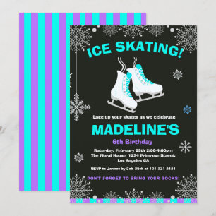 Invitation Winter Wonderland Ice Ski Chalkboard Anniversaire