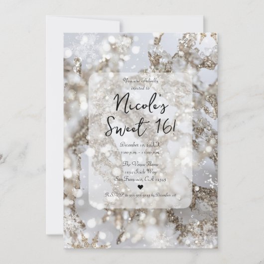 Invitation Winter Wonderland Icicle Glitz Sweet 16 (Devant)