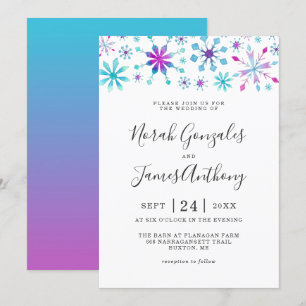 Invitation Winter Wonderland Mariage Colorful Snowfalks