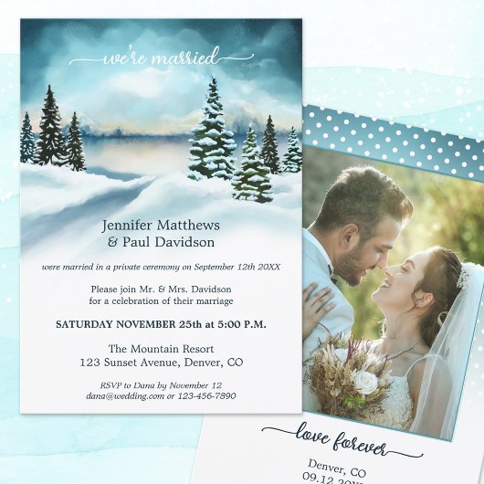 Invitation Winter Wonderland Mariage Réception Photo personna
