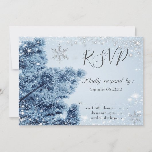 Invitation Winter Wonderland, Neige, Snowflakes RSVP (Devant)