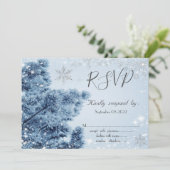 Invitation Winter Wonderland, Neige, Snowflakes RSVP (Debout devant)