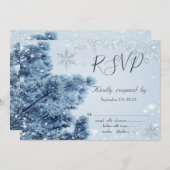Invitation Winter Wonderland, Neige, Snowflakes RSVP (Devant / Derrière)