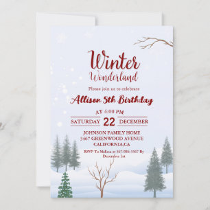 Invitation Winter Wonderland Noël Anniversaire Fête