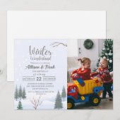 Invitation Winter Wonderland Noël Twin Anniversaire fête (Devant / Derrière)