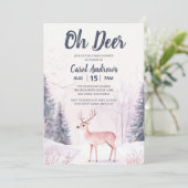Invitation Winter Wonderland Oh Deer Baby shower (Debout devant)