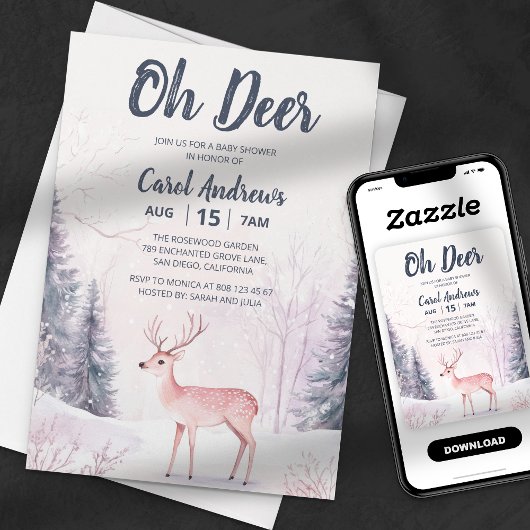 Invitation Winter Wonderland Oh Deer Baby shower
