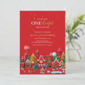 Invitation Winter Wonderland Onederland Noël 1er anniversaire (Debout devant)