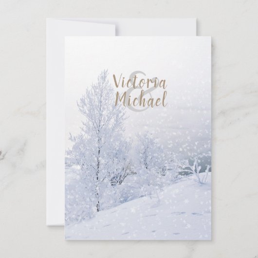 Invitation Winter Wonderland Paysage couvert de neige Mariage (Dos)