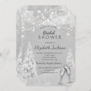 Invitation Winter Wonderland, Pine Tree Grey Fête des mariées