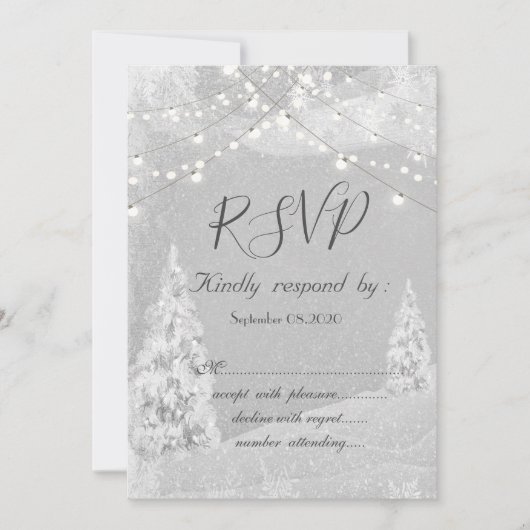 Invitation Winter Wonderland, Pine Tree Grey RSVP (Devant)