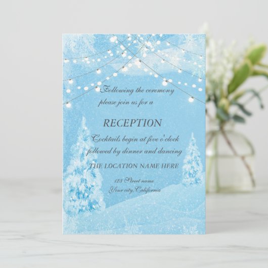 Invitation Winter Wonderland, Pine Tree Mariage Réception (Debout devant)