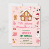 Invitation Winter Wonderland Pink Noël Anniversaire (Devant)