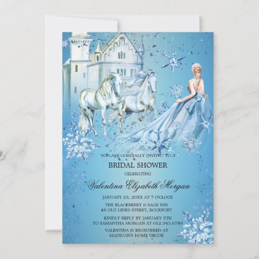 Invitation Winter Wonderland Princesse Fête des mariées (Devant)