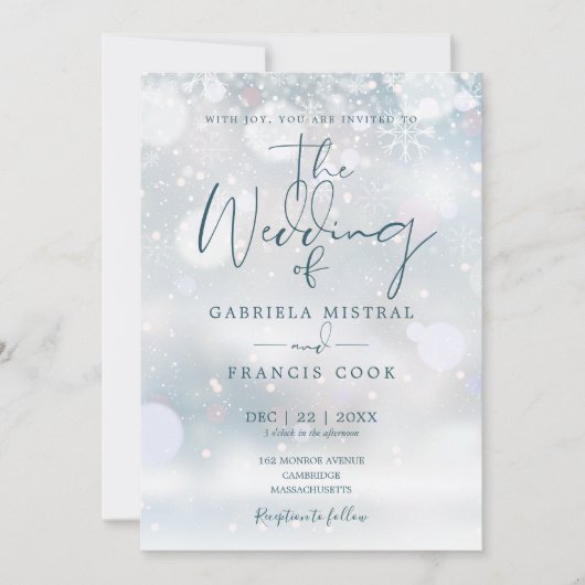 Invitation Winter Wonderland QR Code Mariage de neige (Devant)