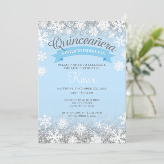 Invitation Winter Wonderland Quinceañera 15e anniversaire Arg (Debout devant)