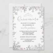 Invitation Winter Wonderland Quinceanera Blush Silver (Devant)