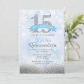 Invitation Winter Wonderland Quinceañera Silver Blue Annivers (Debout devant)