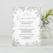 Invitation Winter Wonderland Quinceanera Silver Blush (Debout devant)