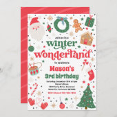 Invitation Winter Wonderland Red Noël fête d'anniversaire (Devant / Derrière)