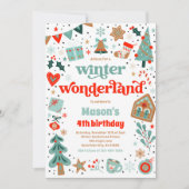 Invitation Winter Wonderland Red Noël fête d'anniversaire (Devant)