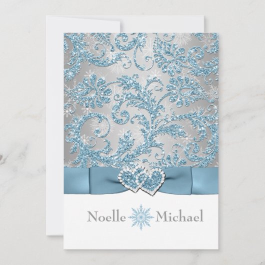 Invitation Winter Wonderland Rejoint Coeurs Mariage Invitatio (Devant)