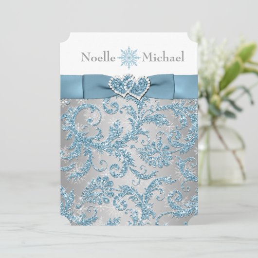 Invitation Winter Wonderland Rejoint Coeurs Mariage Invitatio (Debout devant)