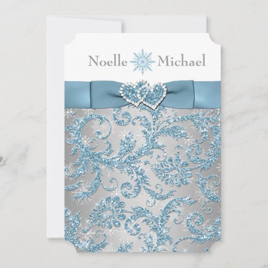 Invitation Winter Wonderland Rejoint Coeurs Mariage Invitatio (Devant)