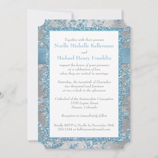 Invitation Winter Wonderland Rejoint Coeurs Mariage Invitatio (Dos)