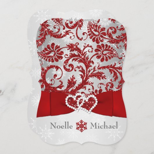Invitation Winter Wonderland Rejoint Coeurs Mariage Inviter R (Devant / Derrière)