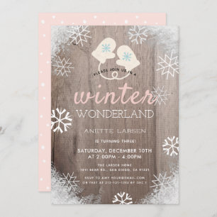 Invitation Winter Wonderland Rustic Girl Anniversaire Invitat