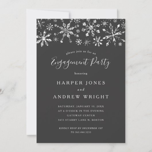 Invitation Winter Wonderland Silver Parties scintillant Engag (Devant)