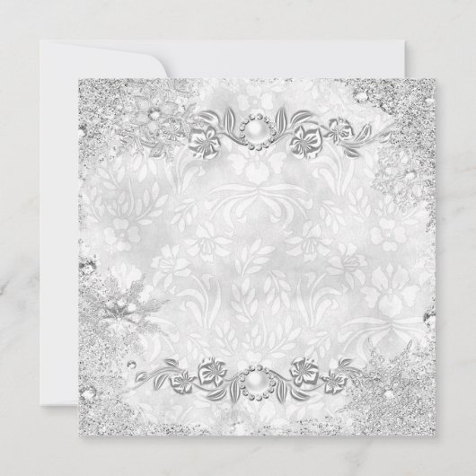 Invitation Winter Wonderland Silver Snowflake Anniversaire (Dos)