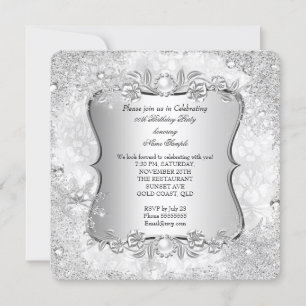 Invitation Winter Wonderland Silver Snowflake Anniversaire 2